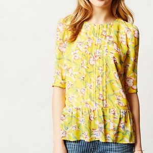 Anthropologie Yellow Floral Blouse